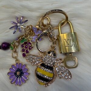 Louis Vuitton Gold and Purple Bee Charm Key Holder